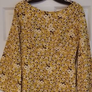 Zara Trafaluc Dress Mustard Floral JJ398